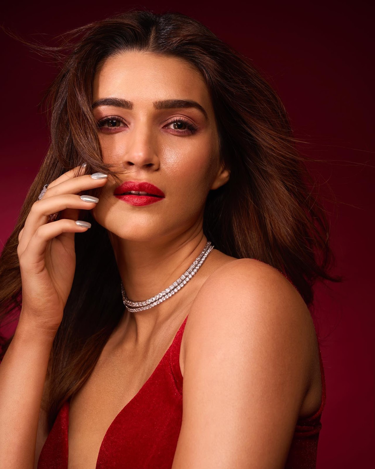 Kriti Sanon In Thigh High Slit Red Dress With Deep Neckline Looks Too Hot To Handle See Photos